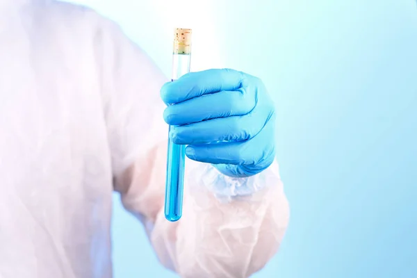 Chemical Laboratory Preparation Form Blue Liquid Test Tube — Foto Stock