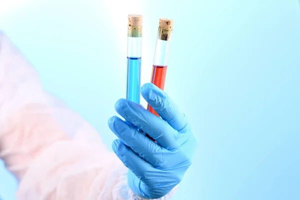 Chemical Laboratory Preparation Form Blue Red Liquid Test Tube — Foto Stock