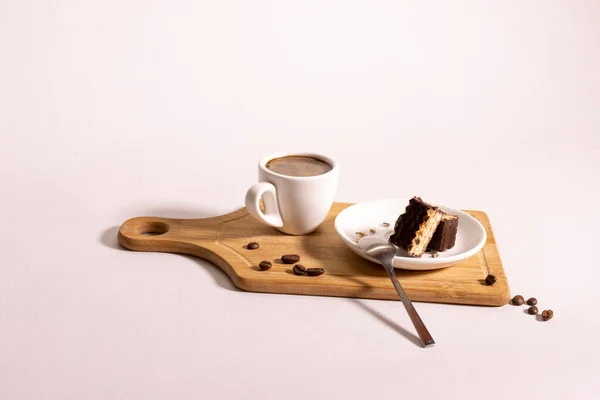 White Cup Coffee Waffles Chocolate — Fotografia de Stock