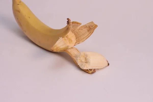 Banana Peeled Peel White Background — Fotografia de Stock