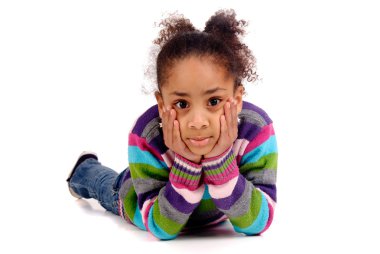 beyaz izole mutlu küçük kız