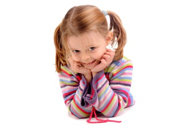 küçük kız beyaz izole