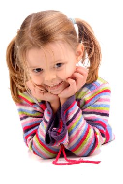 küçük kız beyaz izole