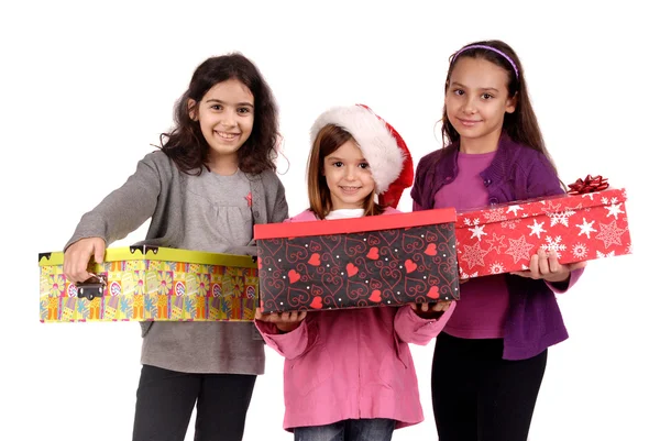 Little girls with a present — Stock Photo, Image