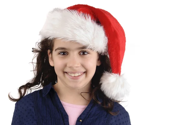 Niña en sombrero de Navidad — Foto de Stock