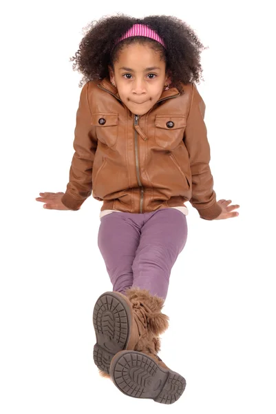 Menina feliz isolado no branco — Fotografia de Stock