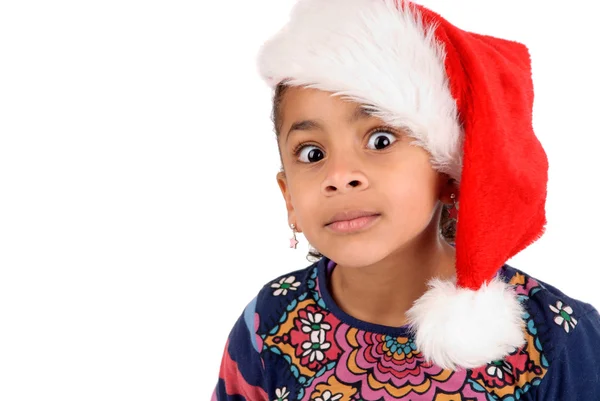 Meisje op Kerstmis geïsoleerd in wit — Stockfoto