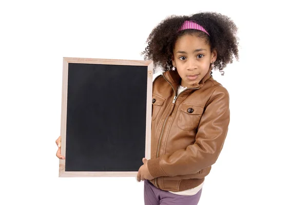 Klein meisje met een schoolbord — Stockfoto