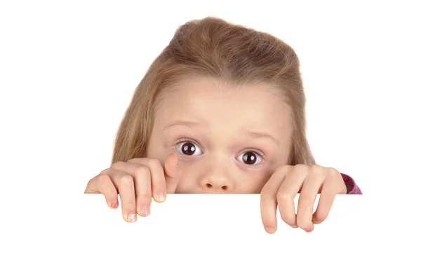 Little girl with blank board — Stock Photo, Image