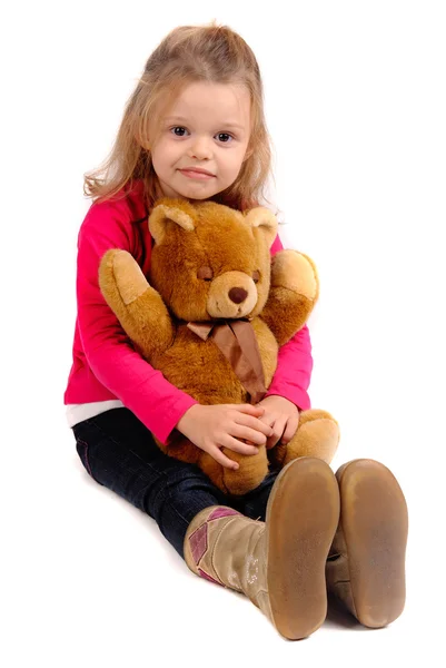 Menina com urso brinquedo — Fotografia de Stock