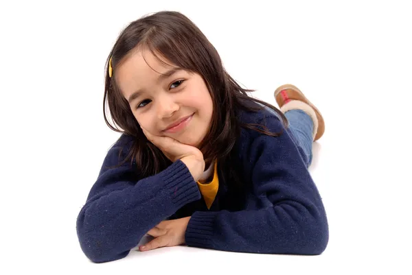 Little girl isolated in white — Stock Photo, Image