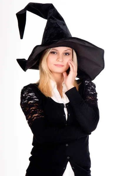 Young woman in witch costume — Stock Photo, Image