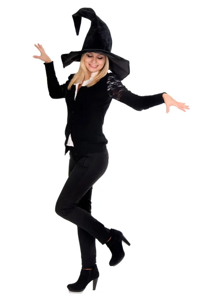 Young woman in witch costume — Stock Photo, Image