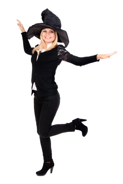 Young woman in witch costume — Stock Photo, Image