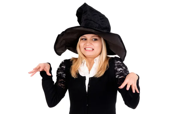 Young woman in whitch costume — Stock Photo, Image