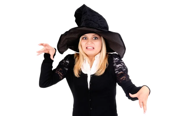 Młoda kobieta kostium czarownicy — Zdjęcie stockowe