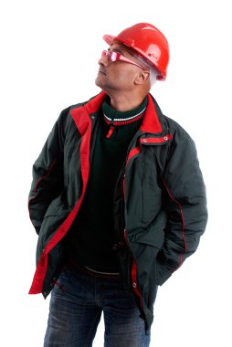 yetişkin adam inşaat kask holding