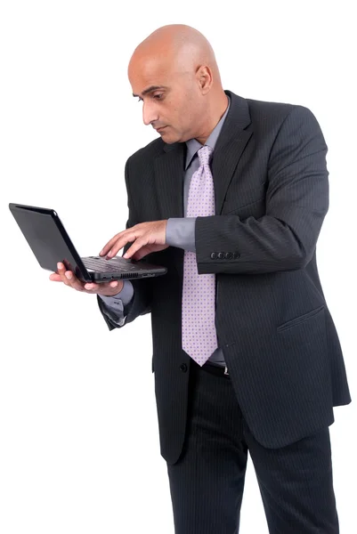 Holding a laptop — Stock Photo, Image