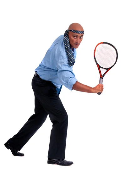 Business man playing tennis — Stock Photo, Image