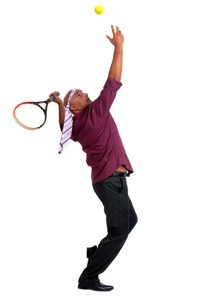 Hombre de negocios jugando tenis — Foto de Stock