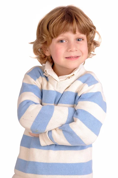 Mały chłopiec odizolowany w kolorze białym — Zdjęcie stockowe