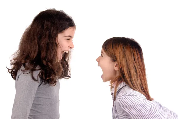Little girls screaming at each other — Stock Photo, Image