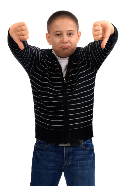 Boy showing bad sign — Stock Photo, Image