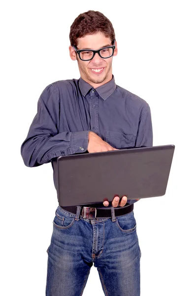 Adolescent garçon avec ordinateur — Photo