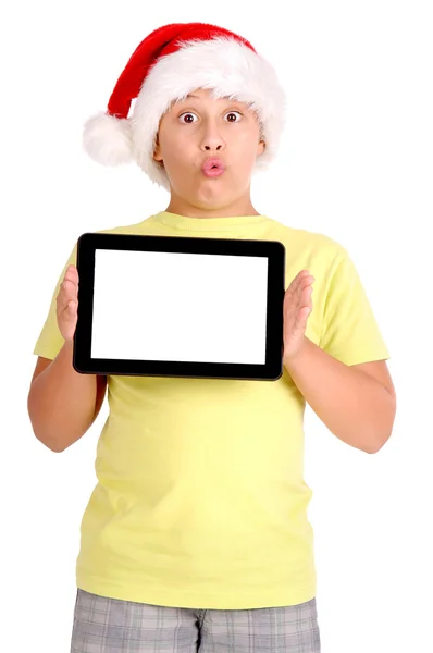 Little boy in christmas hat — Stock Photo, Image