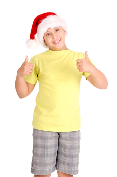 Niño en sombrero de Navidad —  Fotos de Stock