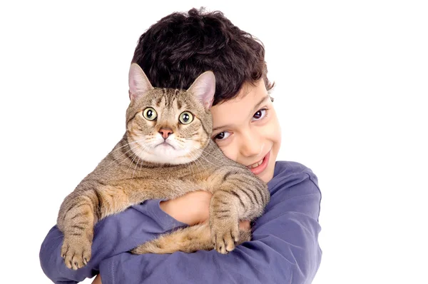 Boy with cat — Stock Photo, Image