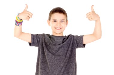 başparmak yukarıya ile çocuk