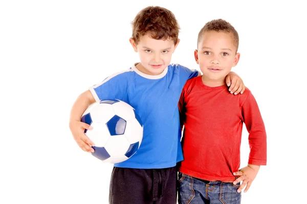 Chicos con pelota de fútbol —  Fotos de Stock