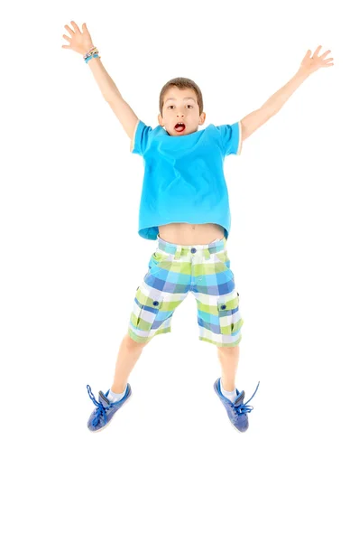 Litle boy jumping — Stock Photo, Image