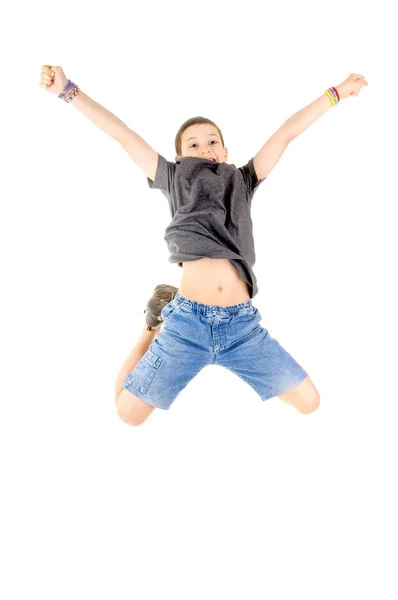 Litle boy jumping — Stock Photo, Image