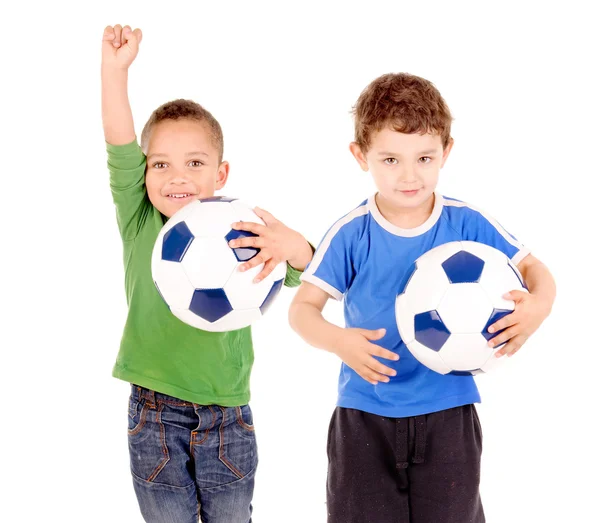 Meninos com bola de futebol — Fotografia de Stock