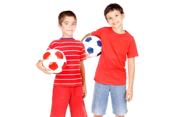 Chicos con pelota de fútbol —  Fotos de Stock