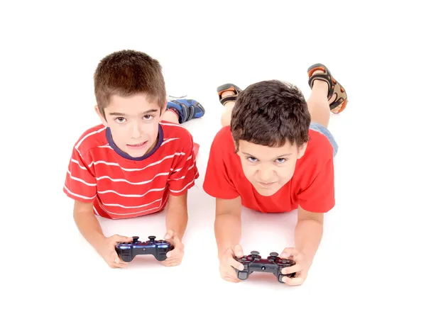 Boys playing video games — Stock Photo, Image