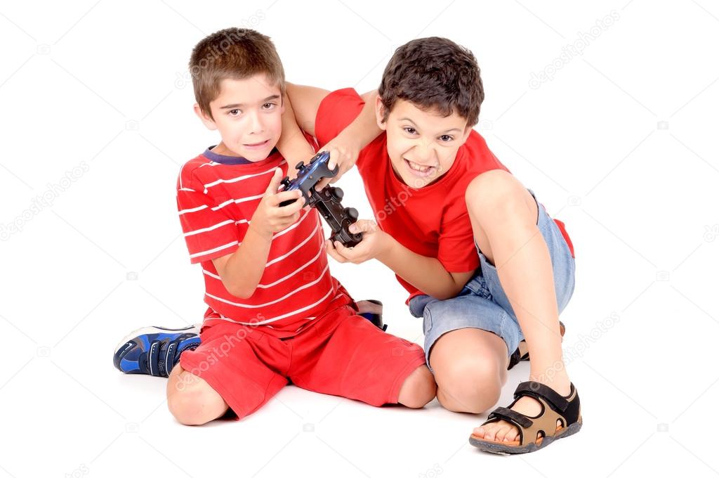 Boys playing video games
