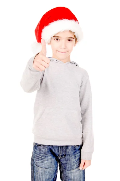 Jongen met kerst hoed — Stockfoto