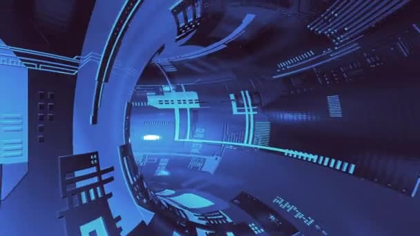 Sci Futuristic Cyber Tunnel Background Loop Inglés Perfecto Para Uso — Vídeos de Stock