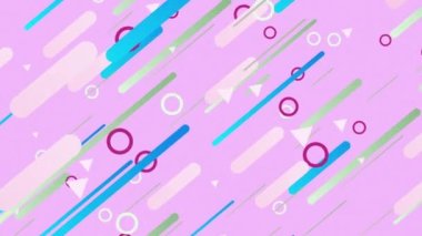 Çok renkli hareketli soyut geometrik şekiller arka plan. Kare içinde geometrik desenleri olan şık bir animasyon. Hareket eden şekilli retrokolaj.