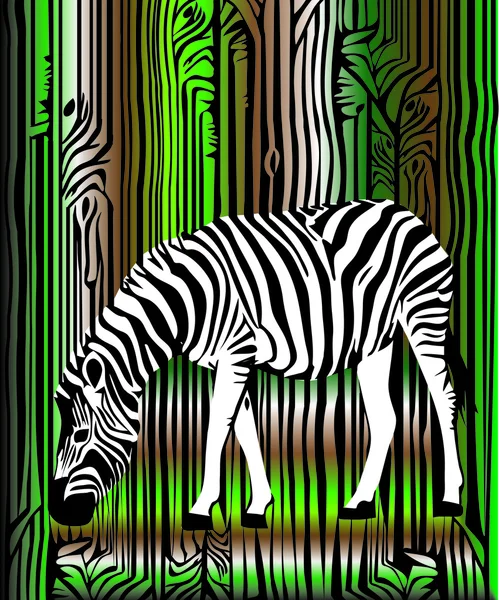 Зебра в лесу — стоковый вектор