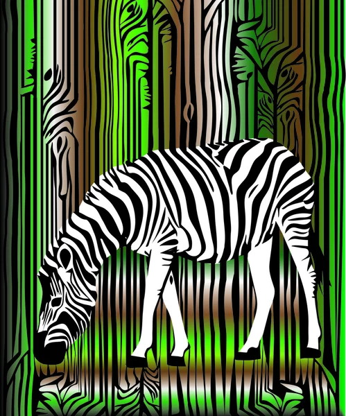 Zebra w lesie — Wektor stockowy