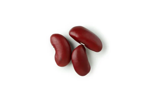 Три Красные Бобы Изолированы Белом Фоне — стоковое фото