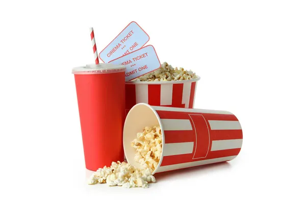 Conceito Cinema Alimentos Isolados Sobre Fundo Branco — Fotografia de Stock