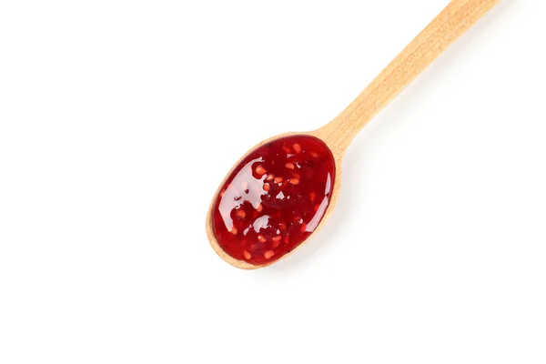 Spoon Raspberry Jam Isolated White Background — Stock Photo, Image