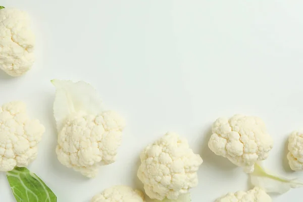 Flat Lay Composition Cauliflower White Background — Stock Photo, Image