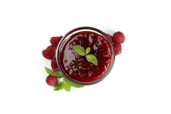 Glass Bowl Raspberry Jam Isolated White Background — Stock Photo, Image