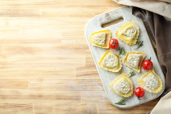 Concept Cooking Ravioli Wooden Background — Stock Photo, Image